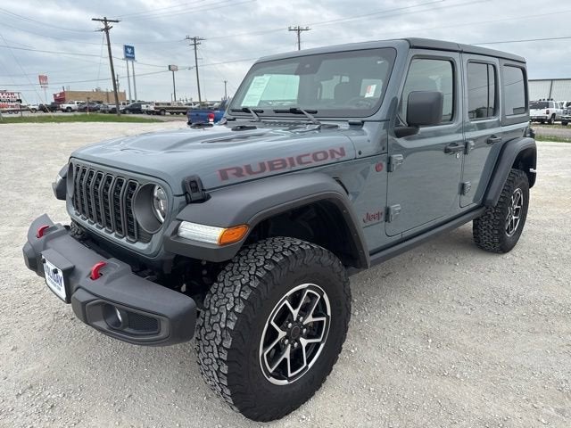 2025 Jeep Wrangler Rubicon in Anvil Clearcoat — front three-quarter view