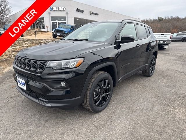 2026 Jeep Compass COMPASS LATITUDE ALTITUDE 4X4 in Diamond Black Crystal Pearl-Coat Exterior Paint — front three-quarter view